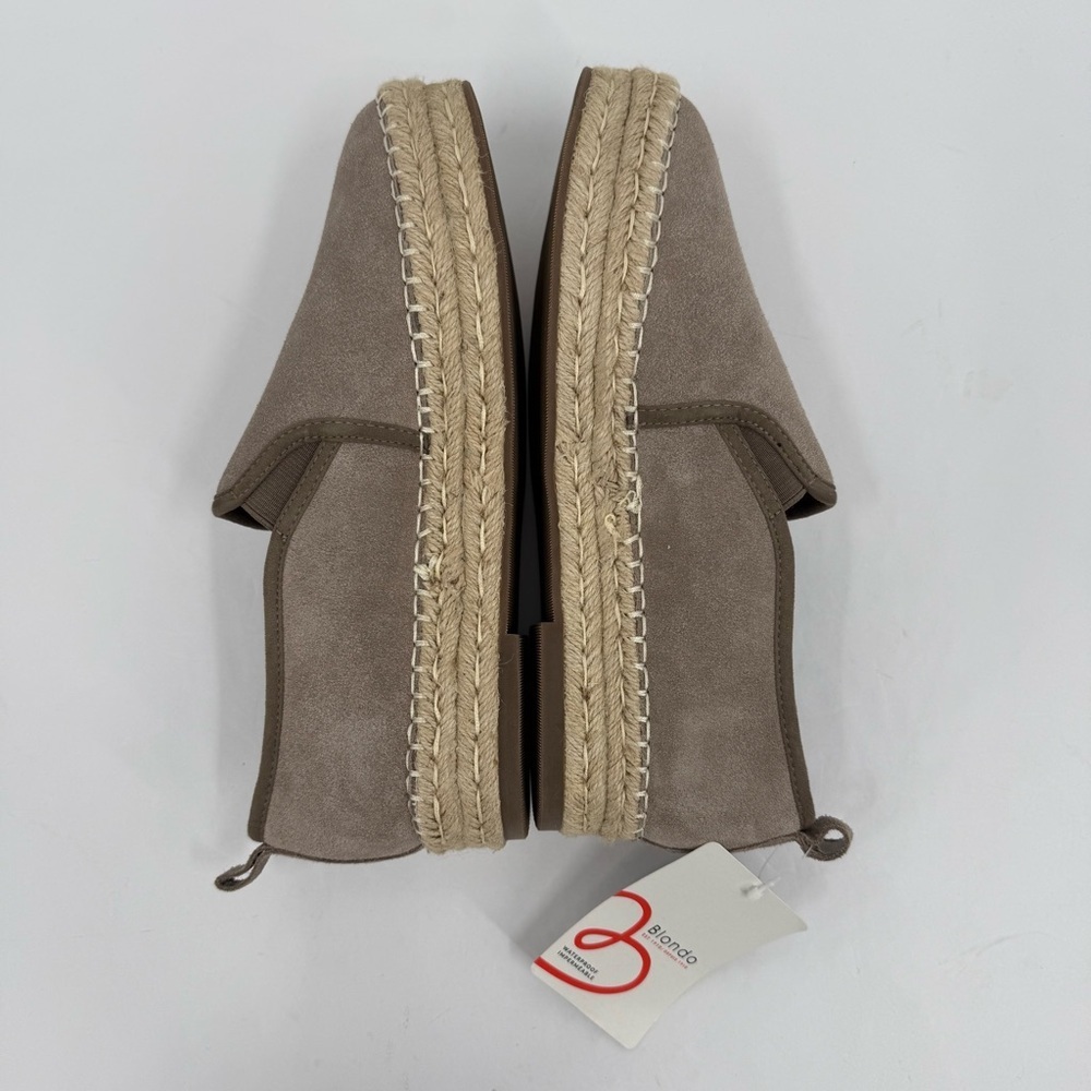 Blondo Waterproof Suede Basha Platform Espadrille Shoe in Beige Mushroom Suede 9